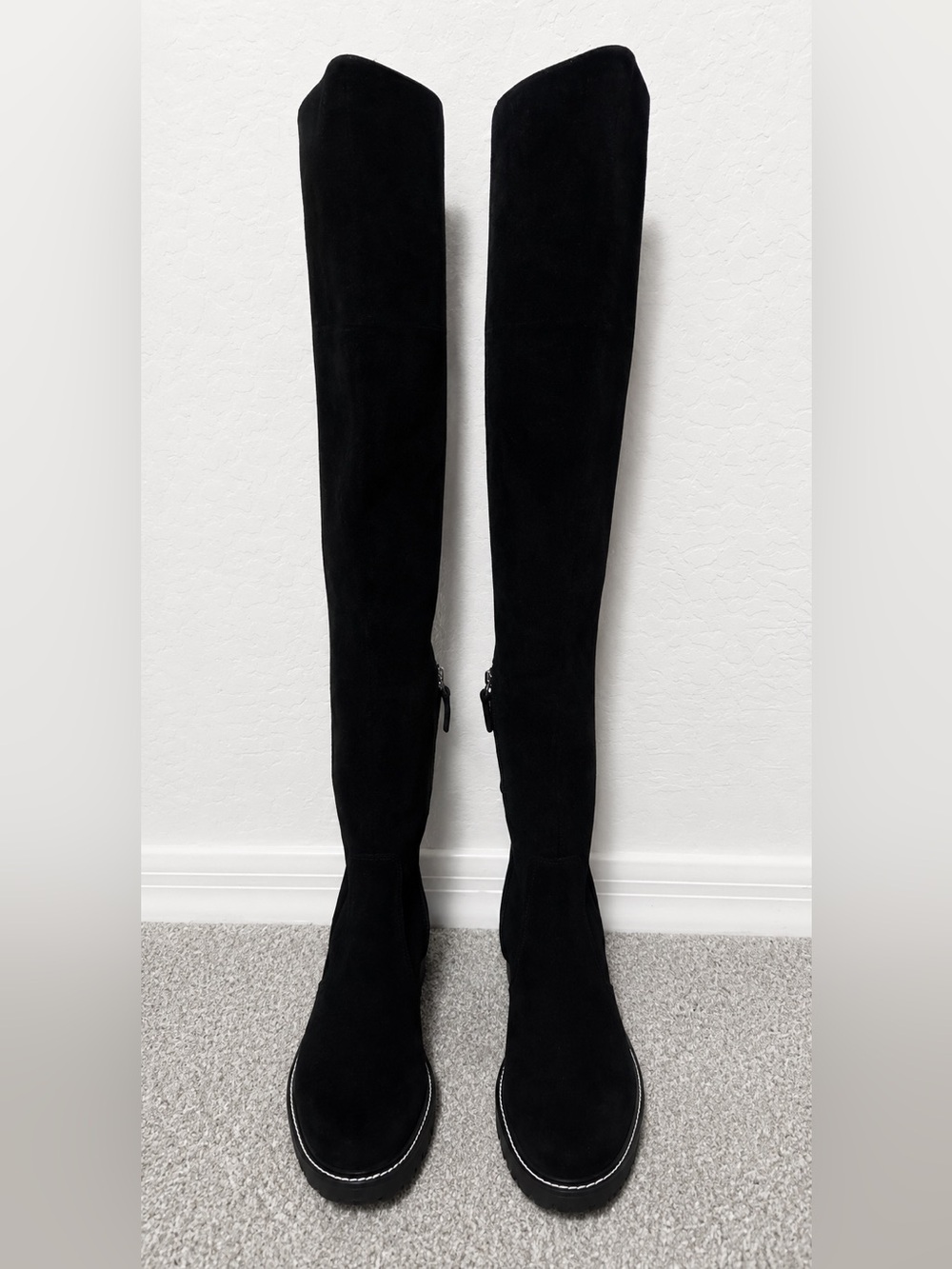 NWOT Tory Burch Miller Black Suede Over-the-Knee Lug sole Boots 6